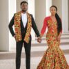 African couple clothing; dress and men sash