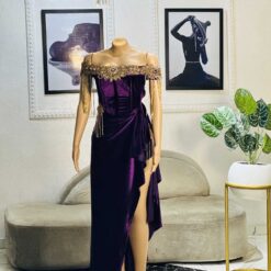 Tasha embellished velvet dress