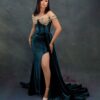 Quincee corset velvet evening dress