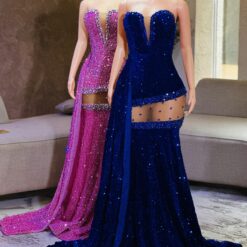 Nelly Dress (Baby Pink & Royal Blue)