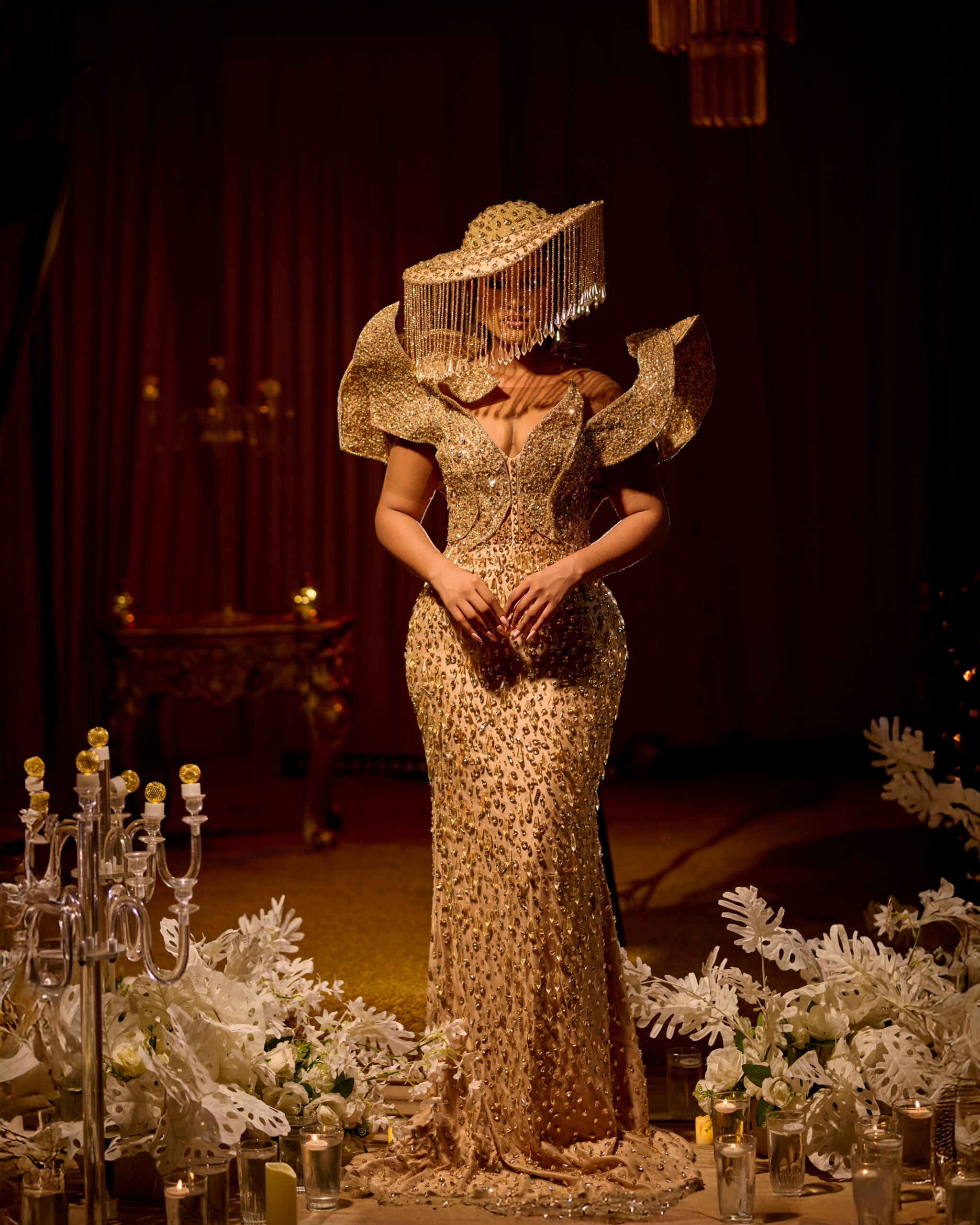 Gilded Reign model full length walk